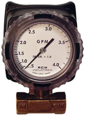 Made in USA - 1/2" NPT Port RCM Industries Flo-Gage Flowmeter - 180 Max psi, 0.5 to 4 GPM, Bronze - Apex Tool & Supply