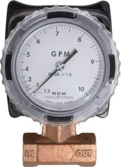 Made in USA - 3/4" NPT Port RCM Industries Flo-Gage Flowmeter - 180 Max psi, 1.5 to 10 GPM, Bronze - Apex Tool & Supply