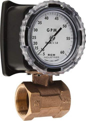 Made in USA - 1-1/2" NPT Port RCM Industries Flo-Gage Flowmeter - 180 Max psi, 5 to 60 GPM, Bronze - Apex Tool & Supply