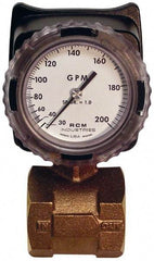 Made in USA - 2" NPT Port RCM Industries Flo-Gage Flowmeter - 180 Max psi, 30 to 200 GPM, Bronze - Apex Tool & Supply