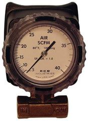 Made in USA - 1/2" NPT Port RCM Industries Flo-Gage Flowmeter - 180 Max psi, Bronze - Apex Tool & Supply