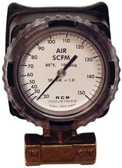 Made in USA - 3/4" NPT Port RCM Industries Flo-Gage Flowmeter - 180 Max psi, Bronze - Apex Tool & Supply