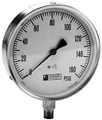 WGTC - 4-1/2" Dial, 1/4 Thread, 30-0-150 Scale Range, Pressure Gauge - Lower Connection Mount, Accurate to 1% of Scale - Apex Tool & Supply