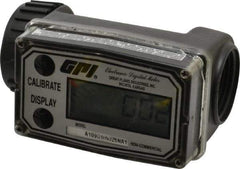GPI - 1" Port Electronic Digital Flowmeter & Totalizer - 150 Max psi, 0.3 to 3 GPM, Nylon - Apex Tool & Supply