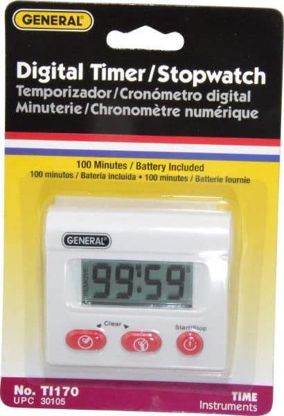 General - Minute Second Count Up and Down Timer - White - Apex Tool & Supply