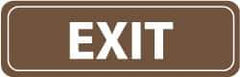 NMC - Exit, 11" Wide x 3.5" High, Acrylic Sign - English, White on Brown, Wall Mount - Apex Tool & Supply