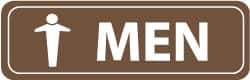 NMC - Men, 11" Wide x 3.5" High, Acrylic Sign - English, White on Brown, Wall Mount - Apex Tool & Supply