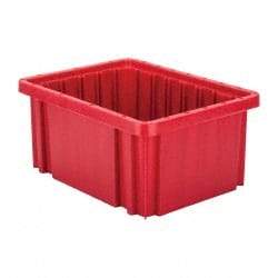 Quantum Storage - 50 Lb Load Capacity Red Polypropylene Dividable Container - Stacking, 10.9" Long x 8.3" Wide x 5" High - Apex Tool & Supply