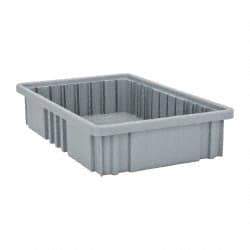 Quantum Storage - 75 Lb Load Capacity Gray Polypropylene Dividable Container - Stacking, 16-1/2" Long x 10.9" Wide x 3-1/2" High - Apex Tool & Supply