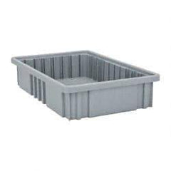 Quantum Storage - 75 Lb Load Capacity Gray Polypropylene Dividable Container - Stacking, 16-1/2" Long x 10.9" Wide x 3-1/2" High - Apex Tool & Supply