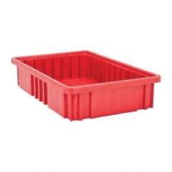Quantum Storage - 75 Lb Load Capacity Red Polypropylene Dividable Container - Stacking, 16-1/2" Long x 10.9" Wide x 3-1/2" High - Apex Tool & Supply