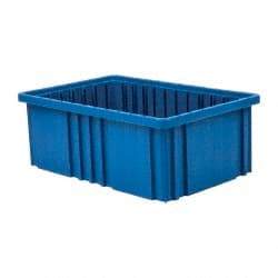 Quantum Storage - 75 Lb Load Capacity Blue Polypropylene Dividable Container - Stacking, 16-1/2" Long x 10.9" Wide x 6" High - Apex Tool & Supply