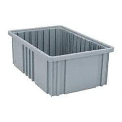 Quantum Storage - 75 Lb Load Capacity Gray Polypropylene Dividable Container - Stacking, 16-1/2" Long x 10.9" Wide x 6" High - Apex Tool & Supply