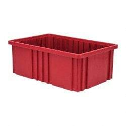 Quantum Storage - 75 Lb Load Capacity Red Polypropylene Dividable Container - Stacking, 16-1/2" Long x 10.9" Wide x 6" High - Apex Tool & Supply