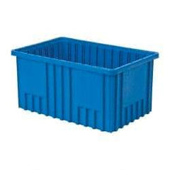 Quantum Storage - 75 Lb Load Capacity Blue Polypropylene Dividable Container - Stacking, 16-1/2" Long x 10.9" Wide x 8" High - Apex Tool & Supply