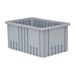 Quantum Storage - 75 Lb Load Capacity Gray Polypropylene Dividable Container - Stacking, 16-1/2" Long x 10.9" Wide x 8" High - Apex Tool & Supply