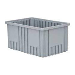 Quantum Storage - 75 Lb Load Capacity Gray Polypropylene Dividable Container - Stacking, 16-1/2" Long x 10.9" Wide x 8" High - Apex Tool & Supply