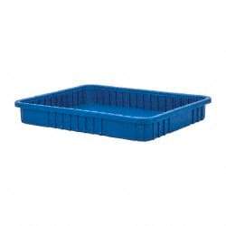 Quantum Storage - 100 Lb Load Capacity Blue Polypropylene Dividable Container - Stacking, 22-1/2" Long x 17-1/2" Wide x 3" High - Apex Tool & Supply