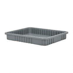 Quantum Storage - 100 Lb Load Capacity Gray Polypropylene Dividable Container - Stacking, 22-1/2" Long x 17-1/2" Wide x 3" High - Apex Tool & Supply