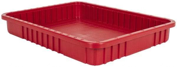 Quantum Storage - 100 Lb Load Capacity Red Polypropylene Dividable Container - Stacking, 22-1/2" Long x 17-1/2" Wide x 3" High - Apex Tool & Supply
