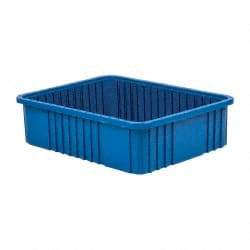 Quantum Storage - 100 Lb Load Capacity Blue Polypropylene Dividable Container - Stacking, 22-1/2" Long x 17-1/2" Wide x 6" High - Apex Tool & Supply