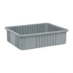 Quantum Storage - Gray Polypropylene Dividable Container - Stacking, 22-1/2" Long x 17-1/2" Wide x 6" High - Apex Tool & Supply