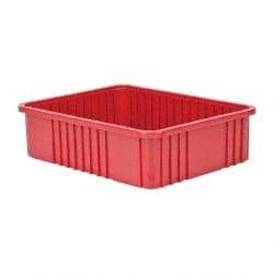 Quantum Storage - 100 Lb Load Capacity Red Polypropylene Dividable Container - Stacking, 22-1/2" Long x 17-1/2" Wide x 6" High - Apex Tool & Supply