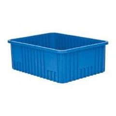 Quantum Storage - 100 Lb Load Capacity Blue Polypropylene Dividable Container - Stacking, 22-1/2" Long x 17-1/2" Wide x 8" High - Apex Tool & Supply
