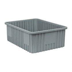 Quantum Storage - 100 Lb Load Capacity Gray Polypropylene Dividable Container - Stacking, 22-1/2" Long x 17-1/2" Wide x 8" High - Apex Tool & Supply