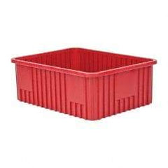Quantum Storage - 100 Lb Load Capacity Red Polypropylene Dividable Container - Stacking, 22-1/2" Long x 17-1/2" Wide x 8" High - Apex Tool & Supply