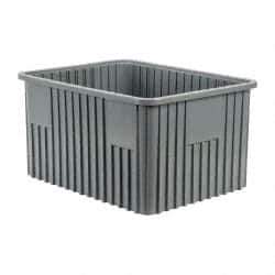Quantum Storage - 100 Lb Load Capacity Gray Polypropylene Dividable Container - Stacking, 22-1/2" Long x 17-1/2" Wide x 12" High - Apex Tool & Supply