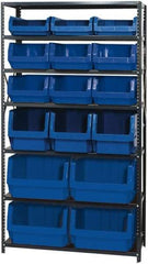 Quantum Storage - 16 Bin Large Hopper Front Bin Storage Units - 18 Inch Overall Depth x 75 Inch Overall Height, Red High Density Polyethylene Bins - Apex Tool & Supply