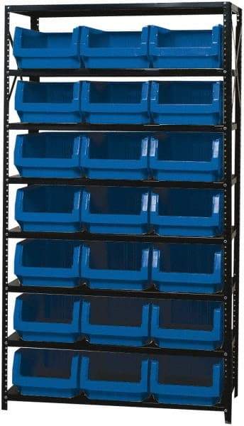 Quantum Storage - 21 Bin Large Hopper Front Bin Storage Units - 18 Inch Overall Depth x 75 Inch Overall Height, Yellow High Density Polyethylene Bins - Apex Tool & Supply