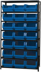 Quantum Storage - 21 Bin Large Hopper Front Bin Storage Units - 18 Inch Overall Depth x 75 Inch Overall Height, Yellow High Density Polyethylene Bins - Apex Tool & Supply