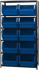 Quantum Storage - 10 Bin Large Hopper Front Bin Storage Units - 18 Inch Overall Depth x 75 Inch Overall Height, Red High Density Polyethylene Bins - Apex Tool & Supply