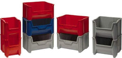 Quantum Storage - 75 Lb. Load Capacity, 17-1/2" Deep, Red Polyethylene Hopper Stacking Bin - 12-1/2" High x 16-1/2" Wide x 17-1/2" Long - Apex Tool & Supply