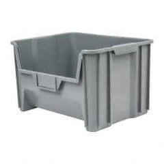 Quantum Storage - 75 Lb. Load Capacity, 15-1/4" Deep, Gray Polyethylene Hopper Stacking Bin - 12-7/16" High x 19-7/8" Wide x 15-1/4" Long - Apex Tool & Supply
