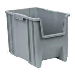 Quantum Storage - 75 Lb. Load Capacity, 17-1/2" Deep, Gray Polyethylene Hopper Stacking Bin - 12-1/2" High x 10-7/8" Wide x 17-1/2" Long - Apex Tool & Supply