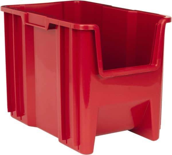 Quantum Storage - 75 Lb. Load Capacity, 17-1/2" Deep, Red Polyethylene Hopper Stacking Bin - 12-1/2" High x 10-7/8" Wide x 17-1/2" Long - Apex Tool & Supply
