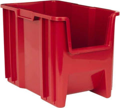 Quantum Storage - 75 Lb. Load Capacity, 17-1/2" Deep, Red Polyethylene Hopper Stacking Bin - 12-1/2" High x 10-7/8" Wide x 17-1/2" Long - Apex Tool & Supply