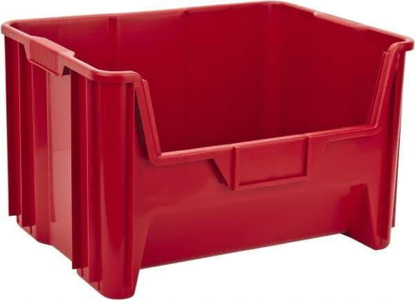 Quantum Storage - 75 Lb. Load Capacity, 15-1/4" Deep, Red Polyethylene Hopper Stacking Bin - 12-7/16" High x 19-7/8" Wide x 15-1/4" Long - Apex Tool & Supply