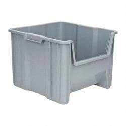 Quantum Storage - 75 Lb. Load Capacity, 17-1/2" Deep, Gray Polyethylene Hopper Stacking Bin - 12-1/2" High x 16-1/2" Wide x 17-1/2" Long - Apex Tool & Supply