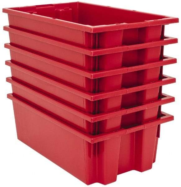 Quantum Storage - 75 Lb Load Capacity Red Polyethylene Tote Container - Stacking, Nesting, 18" Long x 11" Wide x 6" High - Apex Tool & Supply