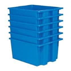 Quantum Storage - 75 Lb Load Capacity Blue Polyethylene Tote Container - Stacking, Nesting, 19-1/2" Long x 15-1/2" Wide x 10" High - Apex Tool & Supply