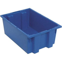 Quantum Storage - 75 Lb Load Capacity Blue Polyethylene Tote Container - Stacking, Nesting, 19-1/2" Long x 13-1/2" Wide x 8" High - Apex Tool & Supply