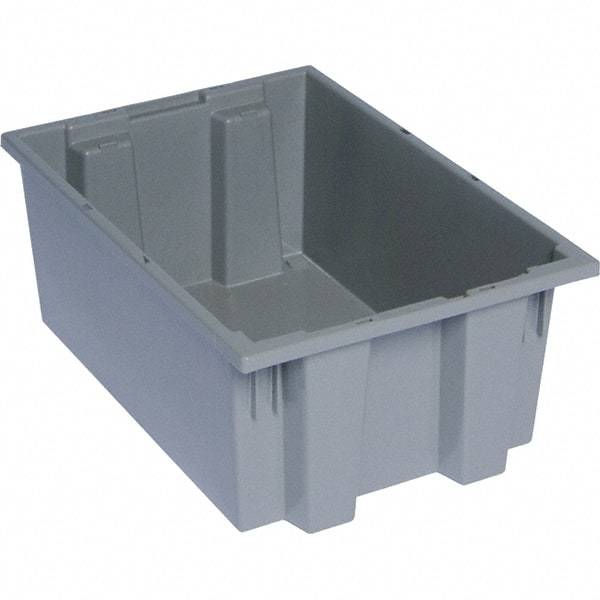 Quantum Storage - 75 Lb Load Capacity Gray Polyethylene Tote Container - Stacking, Nesting, 19-1/2" Long x 13-1/2" Wide x 8" High - Apex Tool & Supply