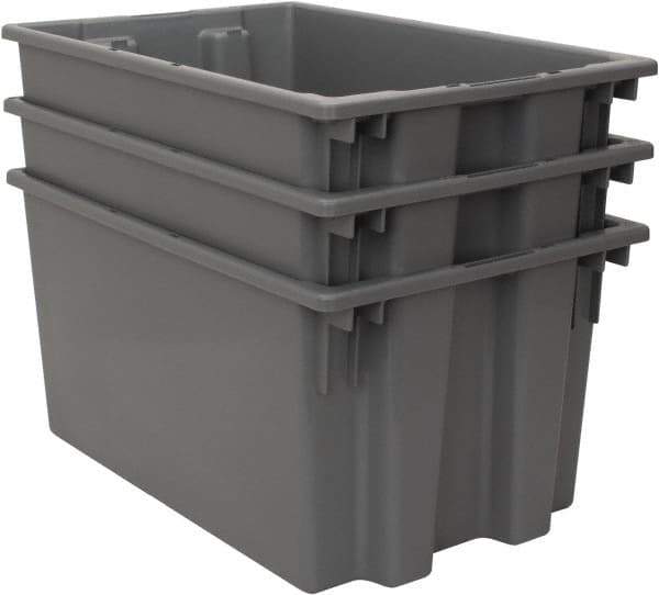 Quantum Storage - 100 Lb Load Capacity Gray Polyethylene Tote Container - Stacking, Nesting, 23-1/2" Long x 15-1/2" Wide x 12" High - Apex Tool & Supply