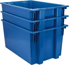 Quantum Storage - 100 Lb Load Capacity Blue Polyethylene Tote Container - Stacking, Nesting, 29-1/2" Long x 19-1/2" Wide x 15" High - Apex Tool & Supply