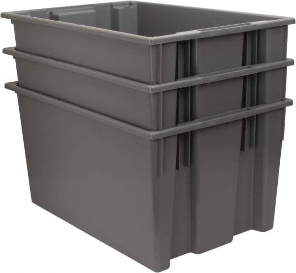 Quantum Storage - 100 Lb Load Capacity Gray Polyethylene Tote Container - Stacking, Nesting, 29-1/2" Long x 19-1/2" Wide x 15" High - Apex Tool & Supply