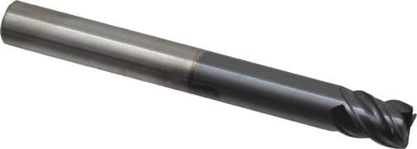 SGS - 1/2", 4 Flute, Single End, Solid Carbide, 0.04" Corner Radius End Mill - 4-1/2" OAL, Right Hand Flute, 5/8" LOC, Right Hand Cut, 2-1/4" Extended Reach - Apex Tool & Supply